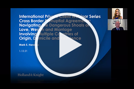 Cross Border Prenuptial Agreements: Navigating the Dangerous Shoals of Love, Wealth and Marriage Involving Multiple Countries of Origin, Domicile and Residence
